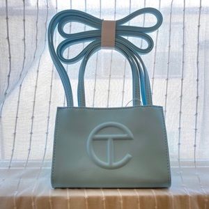 Telfar small blue shopping tote bag NWT